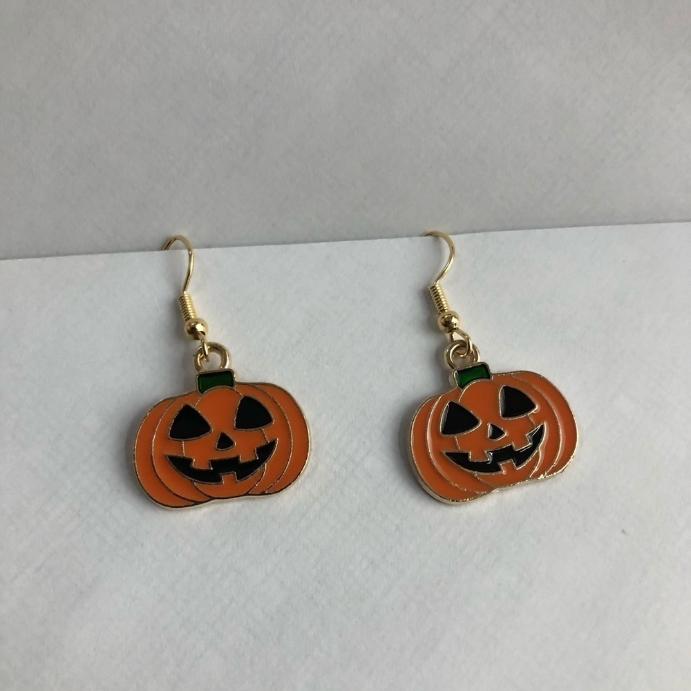Halloween Jack-o'-Lantern Pumpkin Earrings‎ - Picture 2 of 4